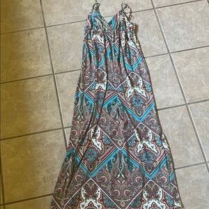Boho Wet Seal Teal Paisley Maxi Dress - Sz Small